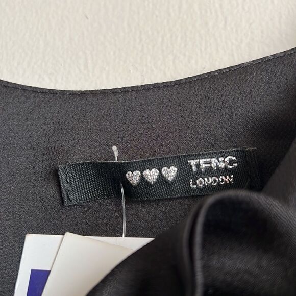 TFNC London Asymmetrical Puff Sleeve Bodycon Little Black Dress, Size Small - Picture 10 of 10